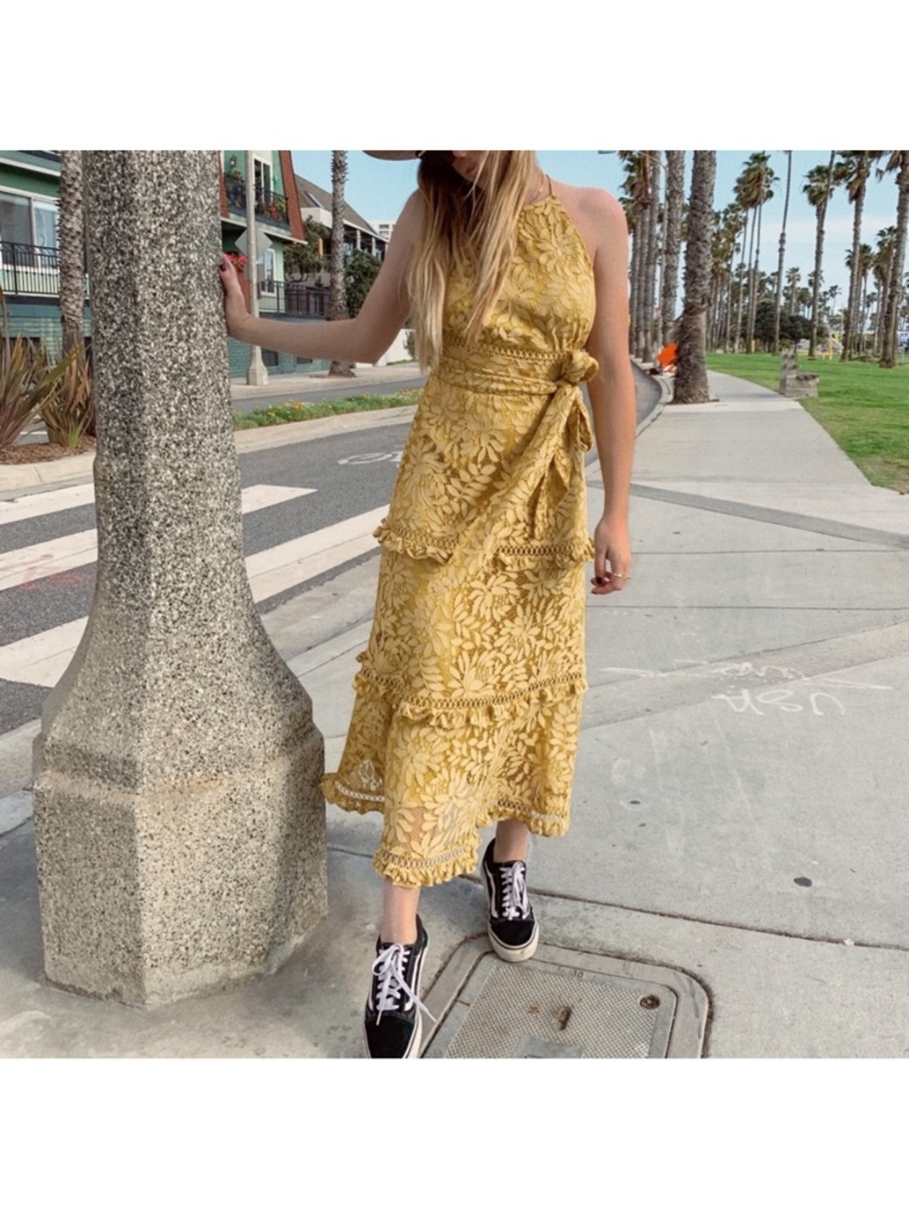 KEEPSAKE the Label Mustard Yellow Lace Halter Midi Dress - Picture 3 of 5